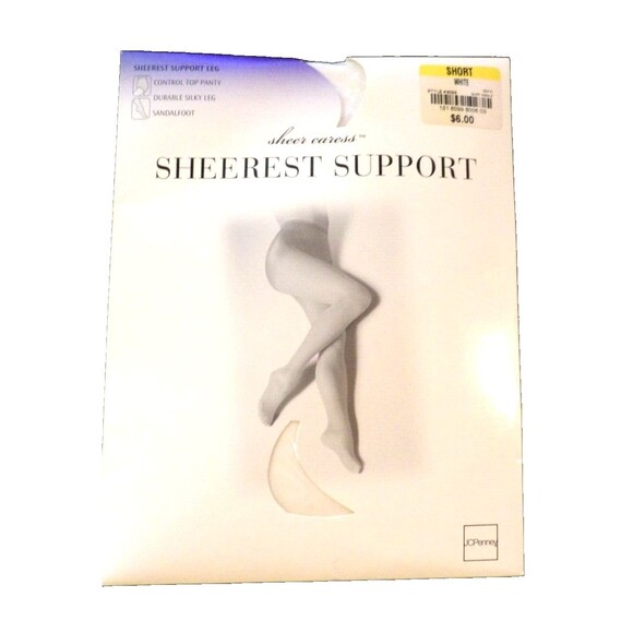 Sheer Caress Sheerest Support Short White Style 6099 JC Penney Vintage NOS USA - Picture 1 of 2